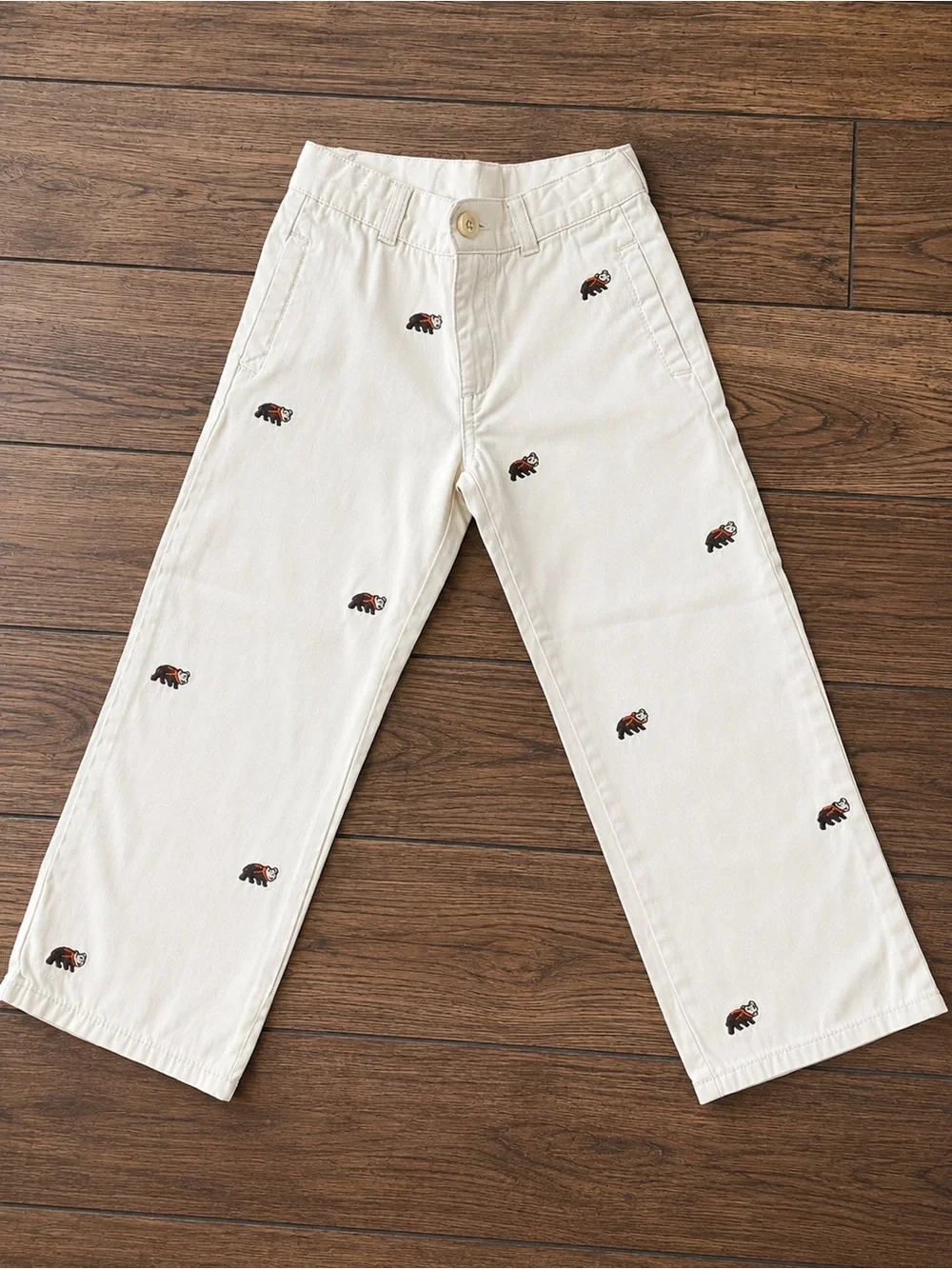 Gymboree Cream Pants with Embroidered Bears
